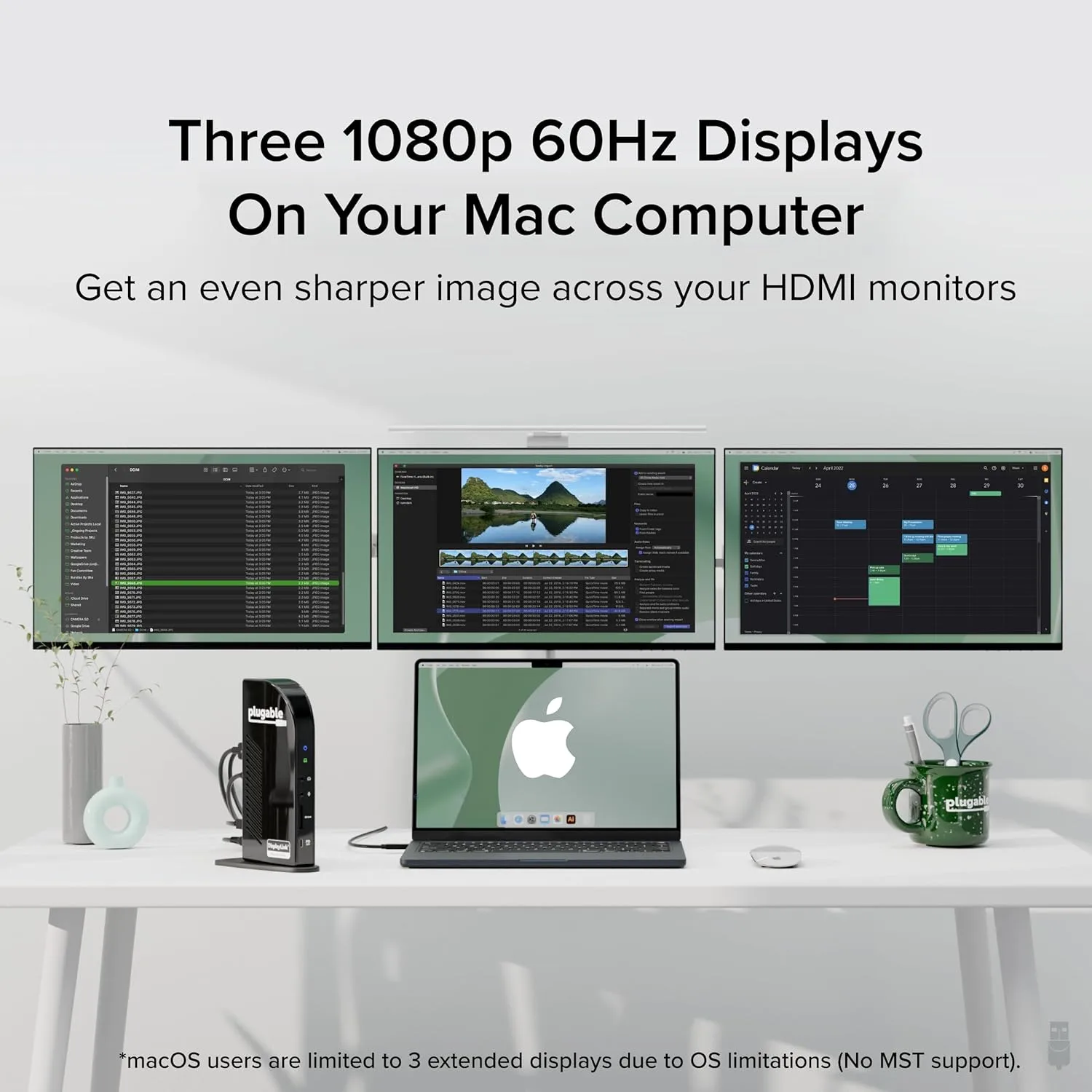Plugable 14-in-1 USB C Docking Station | 4X HDMI Quad Dock with 100W Charging UD-3900C4