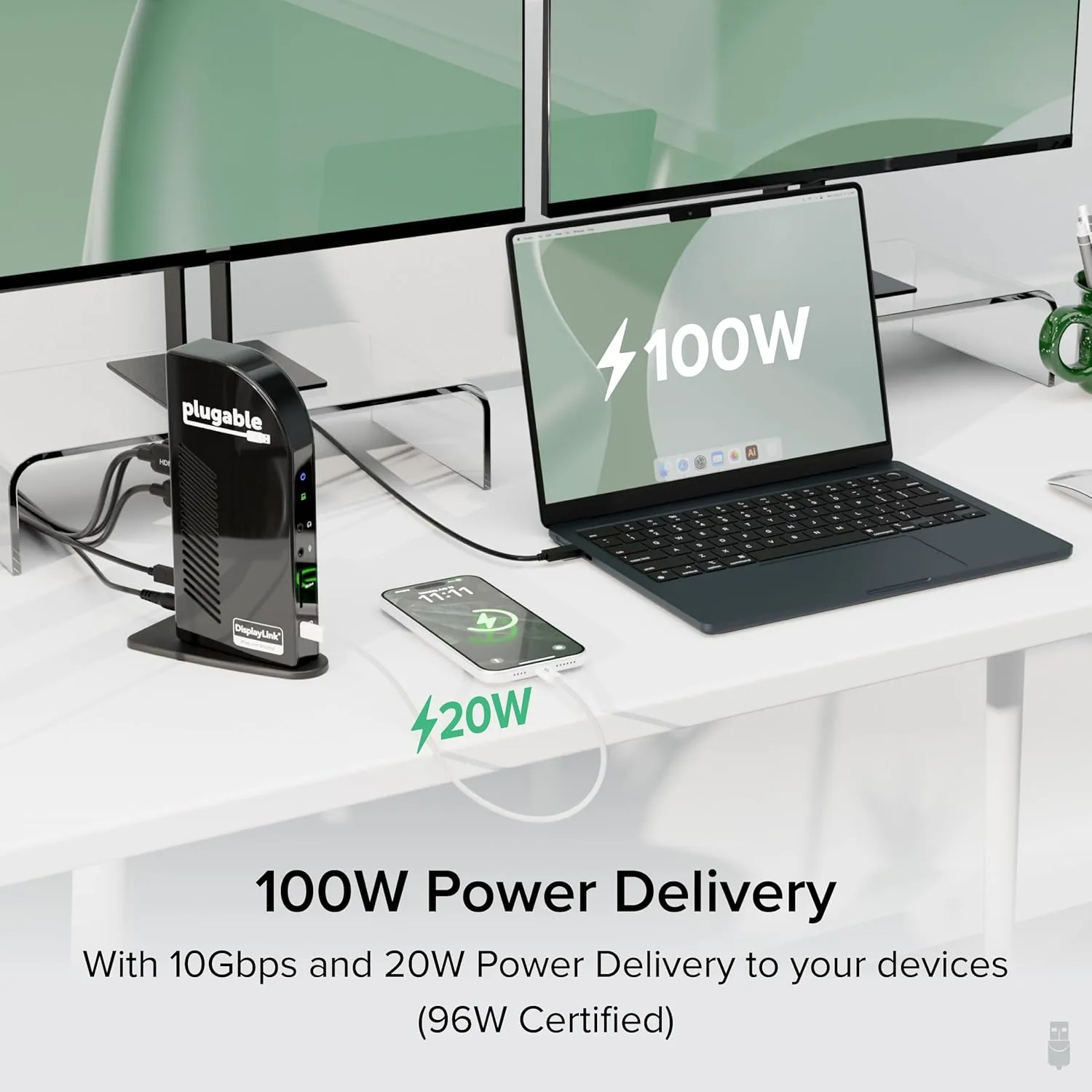 Plugable 14-in-1 USB C Docking Station | 4X HDMI Quad Dock with 100W Charging UD-3900C4