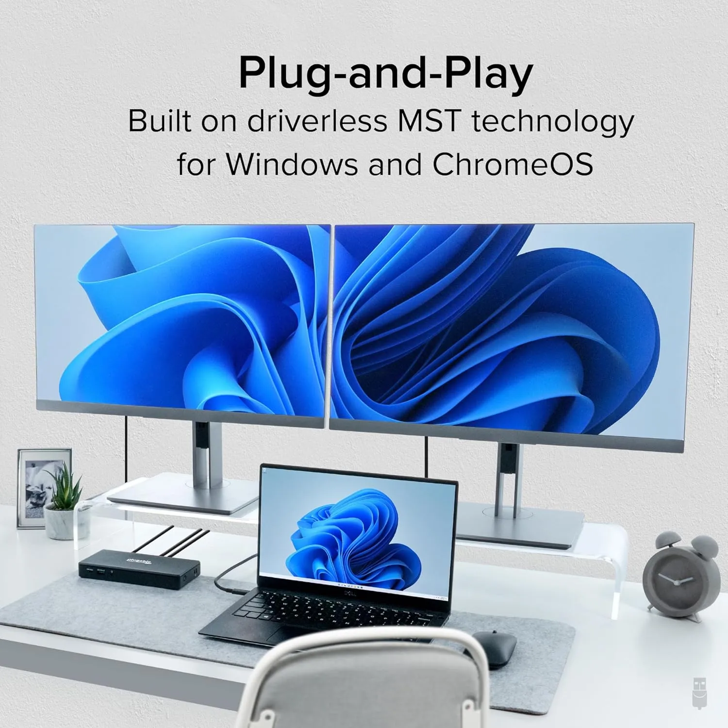 Plugable USB-C Docking Station Dual 4K 60Hz HDMI, 65W PD (UD-MSTH2)