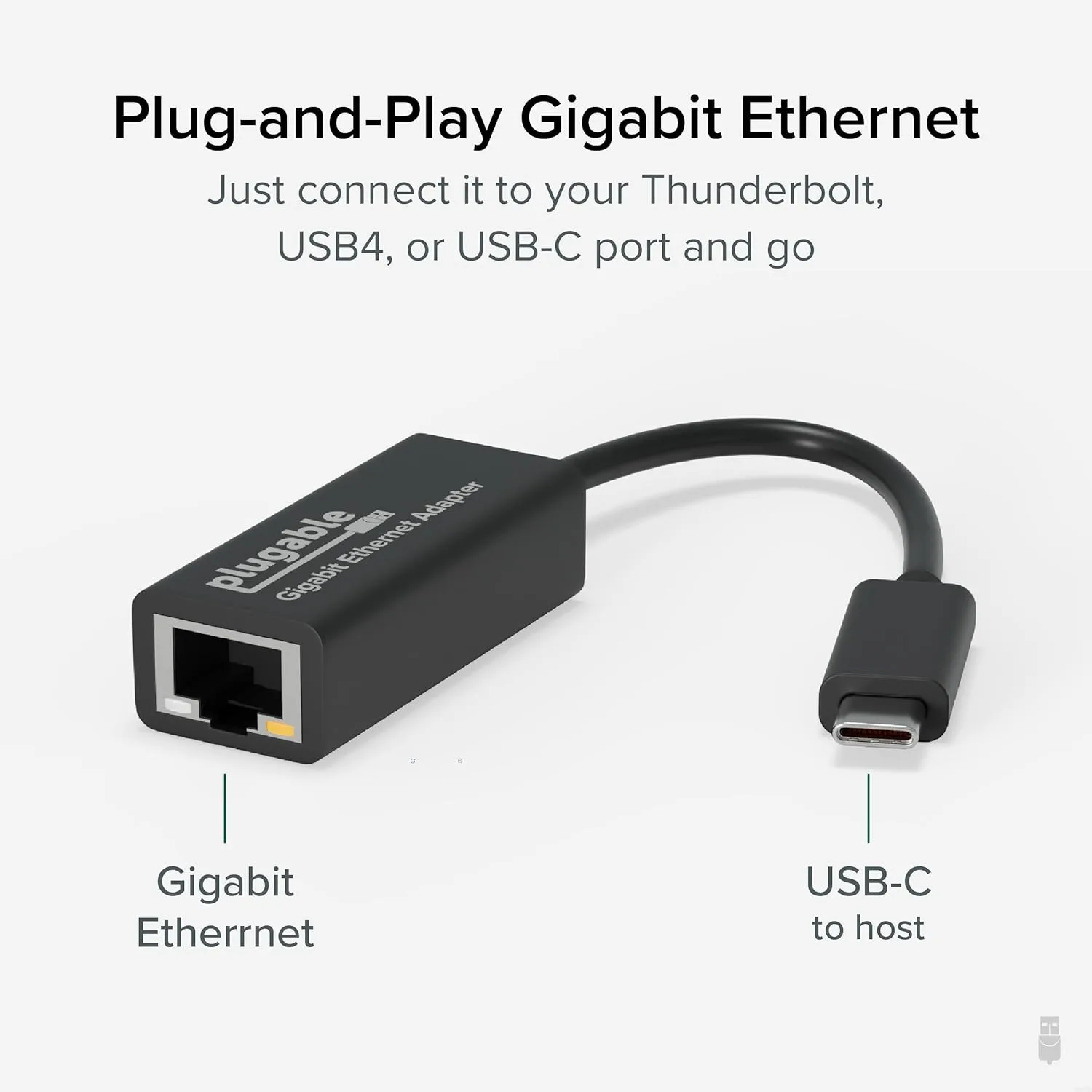 Plugable USB-C to Gigabit Ethernet Adapter (USBC-E1000) - Thunderbolt Compatible