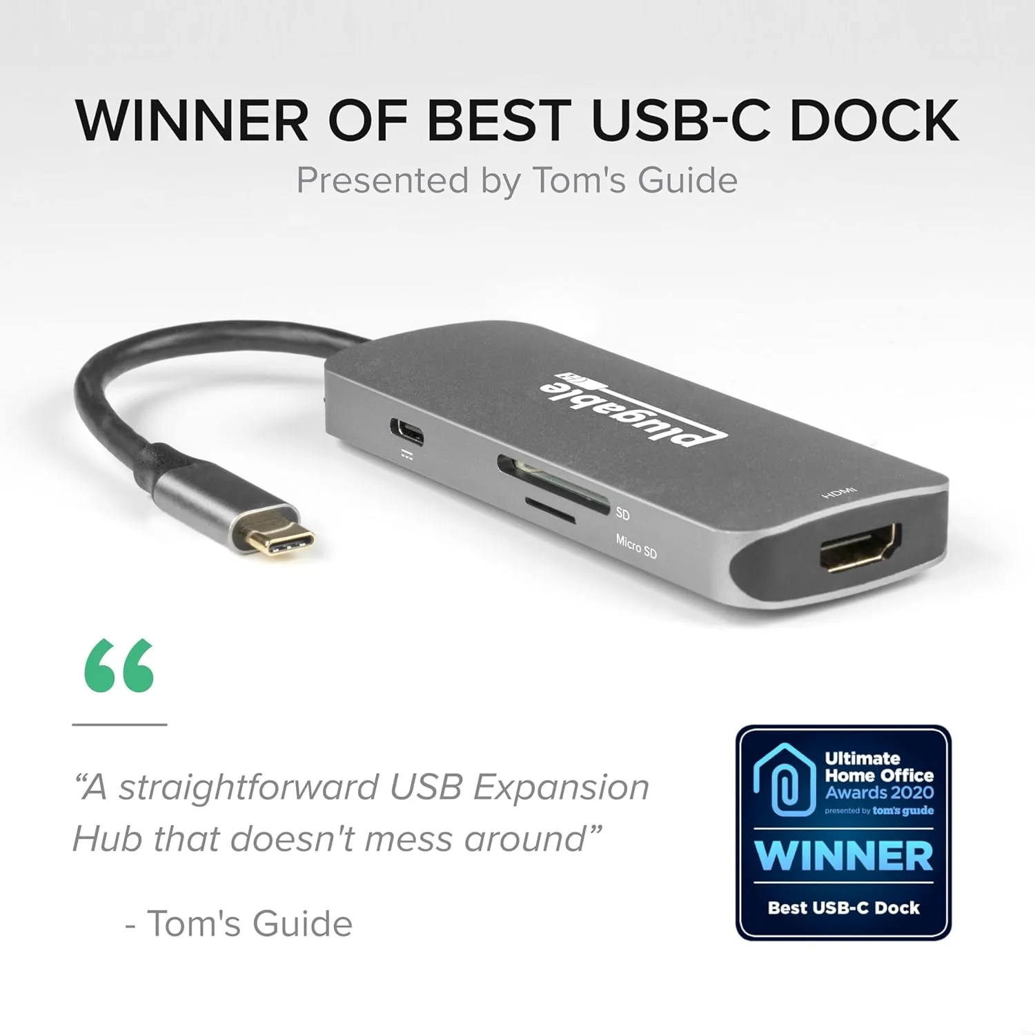 Plugable USB-C Hub 7-in-1, Driverless USB C Hub Compatible with Mac, Windows, Chromebook, USB4, Thunderbolt 4