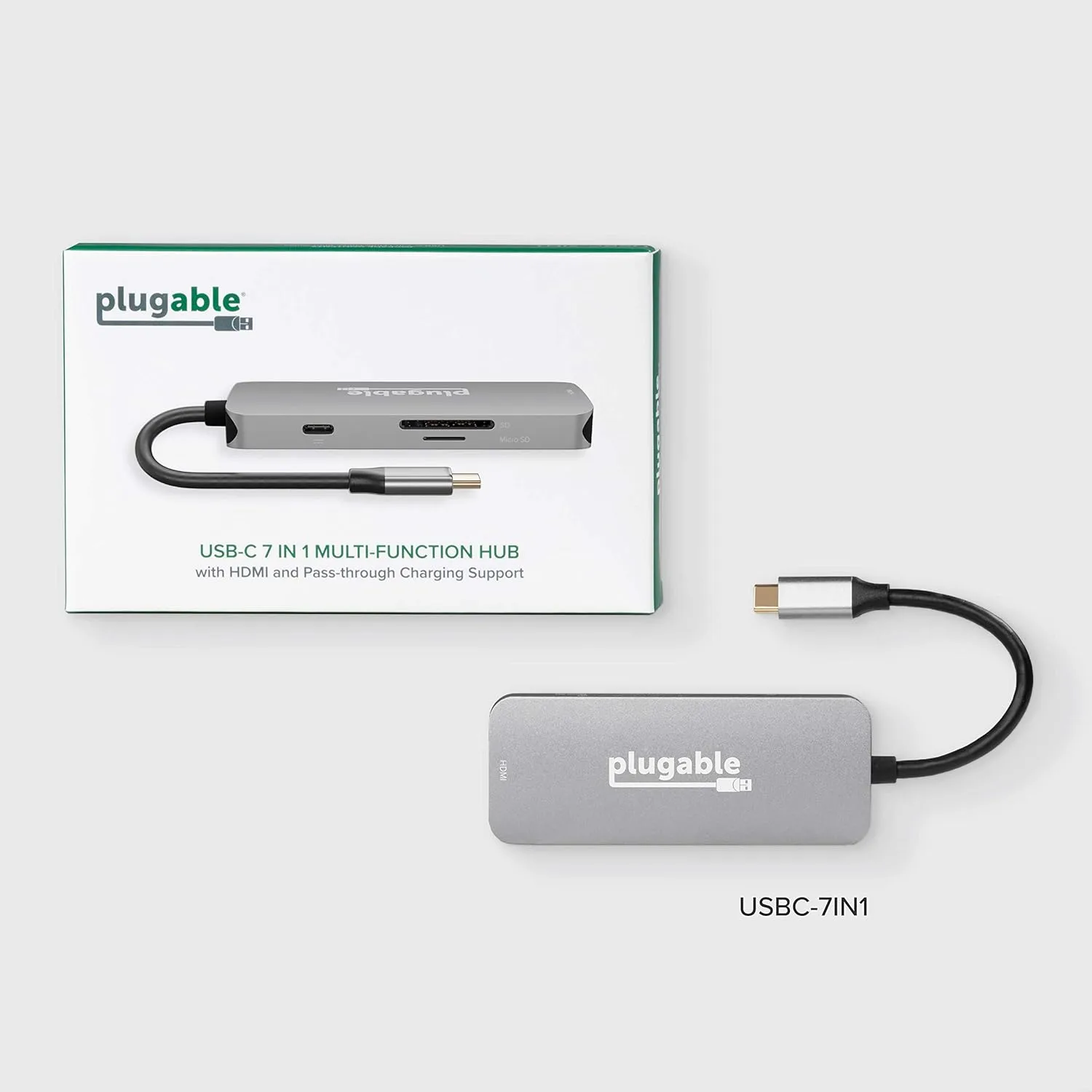 Plugable USB-C Hub 7-in-1, Driverless USB C Hub Compatible with Mac, Windows, Chromebook, USB4, Thunderbolt 4