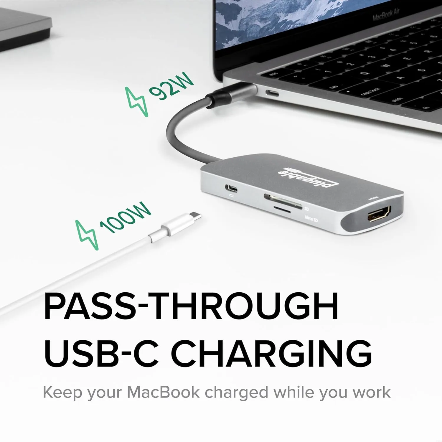 Plugable USB-C Hub 7-in-1, Driverless USB C Hub Compatible with Mac, Windows, Chromebook, USB4, Thunderbolt 4