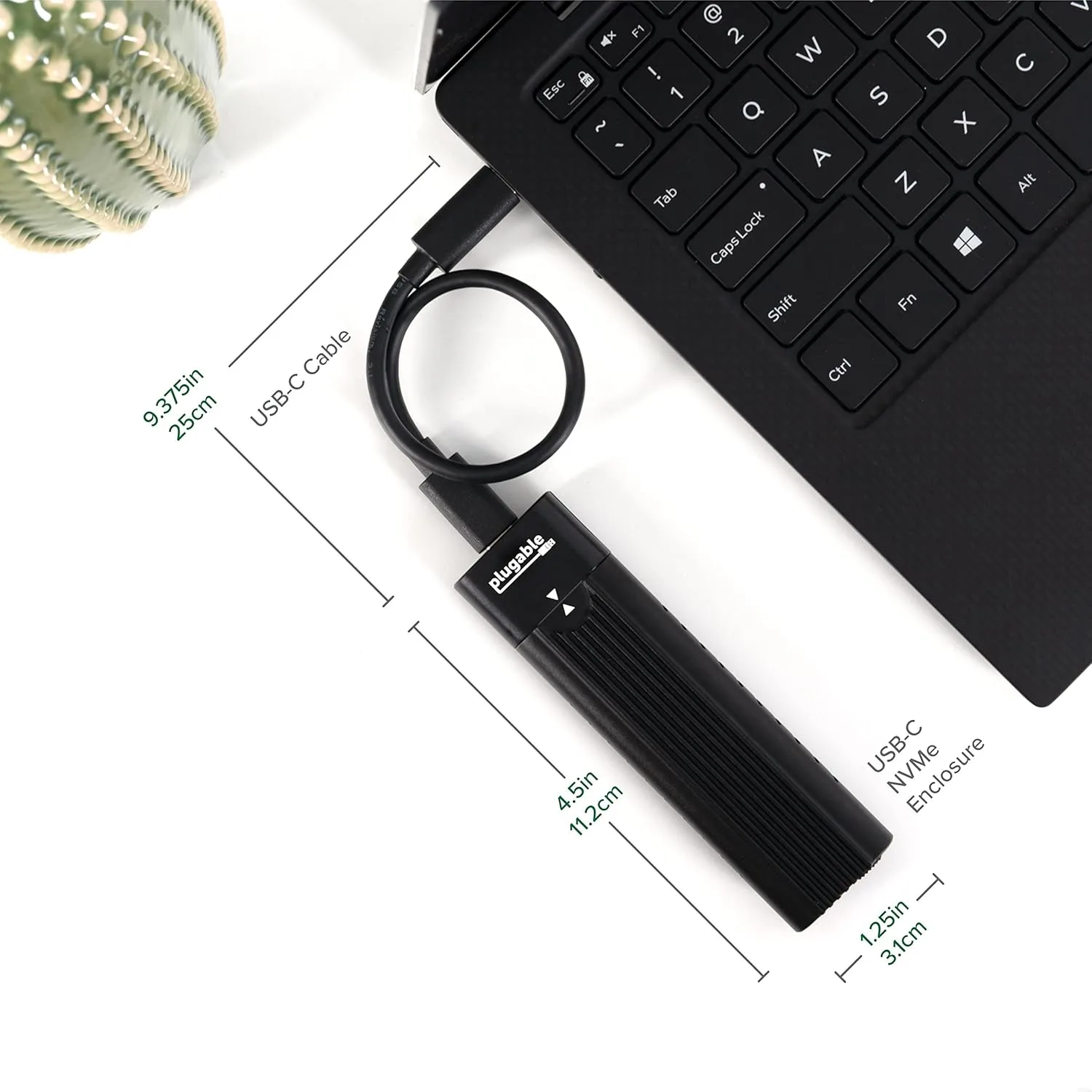 Plugable M.2 NVMe SSD Enclosure - Tool-Free USB-C 10Gbps