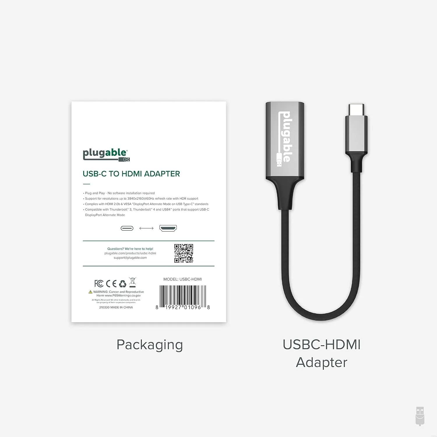 Plugable USB C to HDMI Adapter, HDMI 2.0, USB4 / Thunderbolt Adapter for 4K Monitor up to 4K 60Hz (USBC-HDMI) iPhone 15