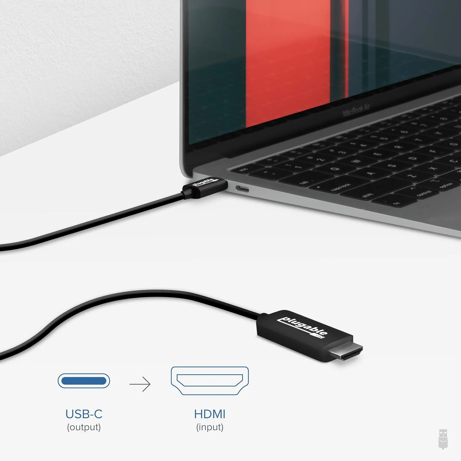 Plugable USB C to HDMI Cable 6ft / 1.8m, HDMI 2.0, USB4 / Thunderbolt Adapter for 4K Monitor