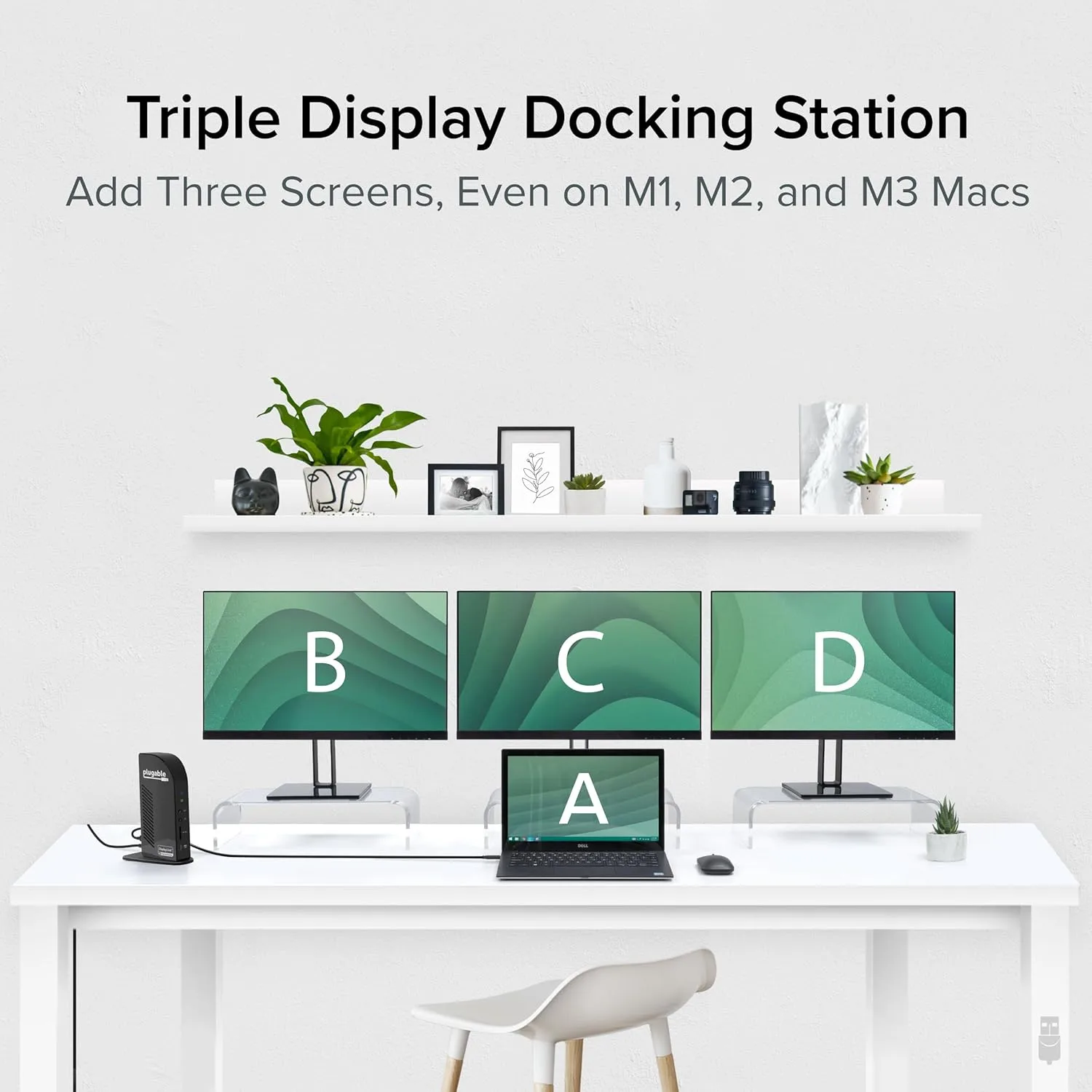 Plugable USB-C Triple Monitor Docking Station: 13-in-1 Laptop Dock with 100W Charging for Mac (DisplayLink Driver Required)