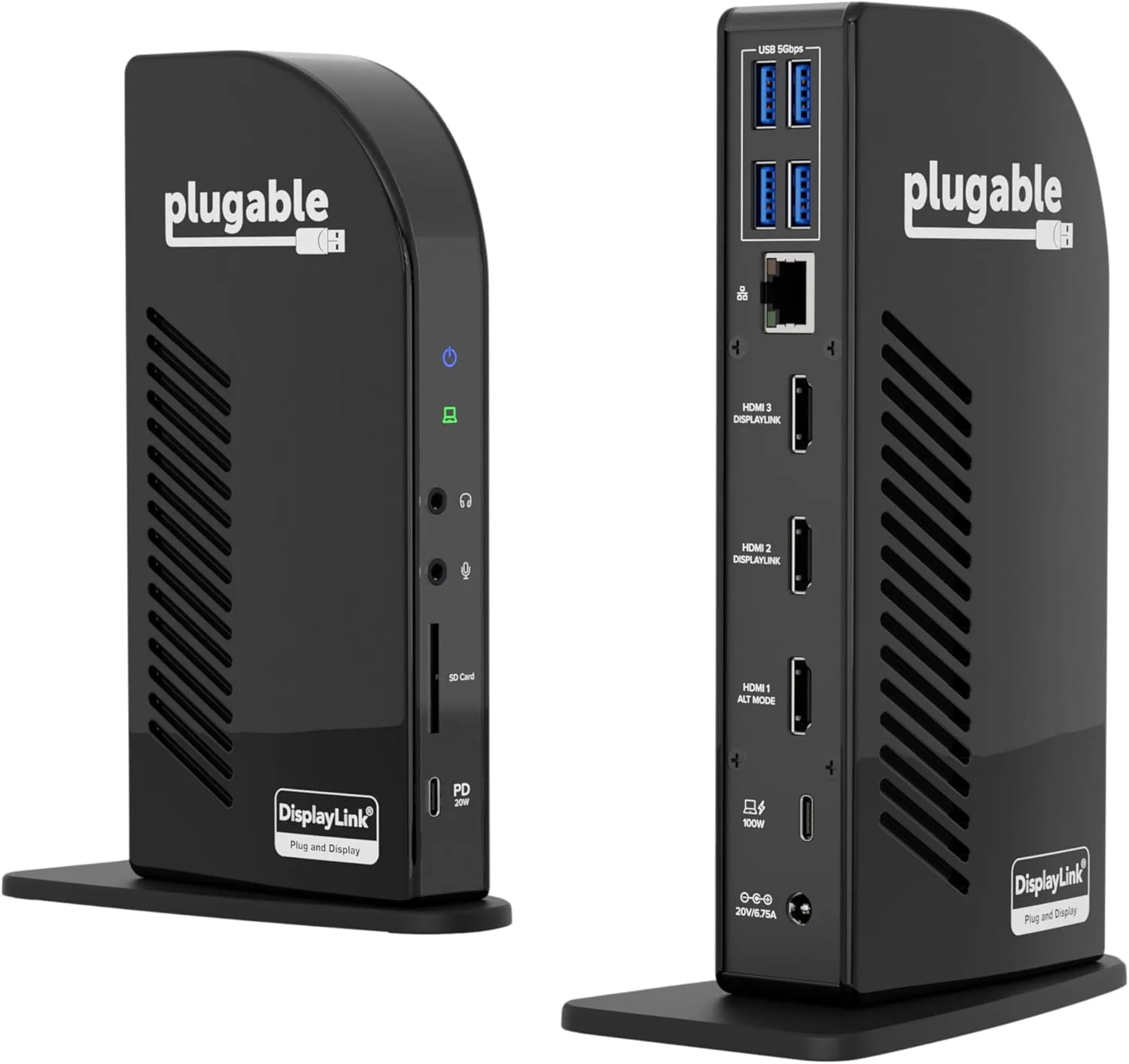 Plugable USB-C Triple Monitor Docking Station: 13-in-1 Laptop Dock with 100W Charging for Mac (DisplayLink Driver Required)