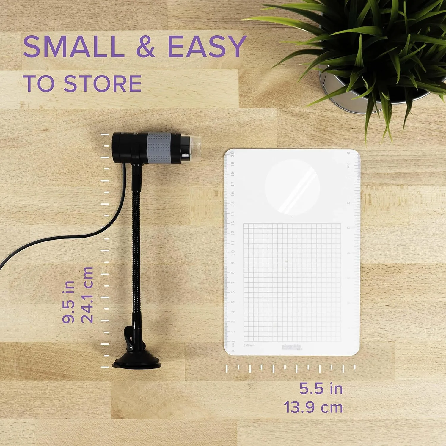 Plugable USB Digital Microscope 250x, 2MP Micro Camera with Flexible Arm Stand - Handheld USB & USB-C Microscope, Windows, Mac, ChromeOS, Linux, Android, iPad Compatible