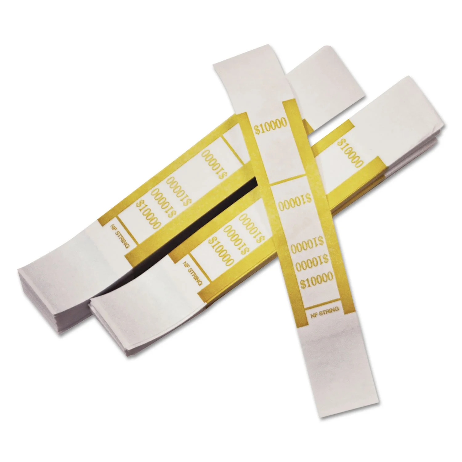 PM Company Currency Bands, $10,000.00, Yellow, Pack Of 1,000
