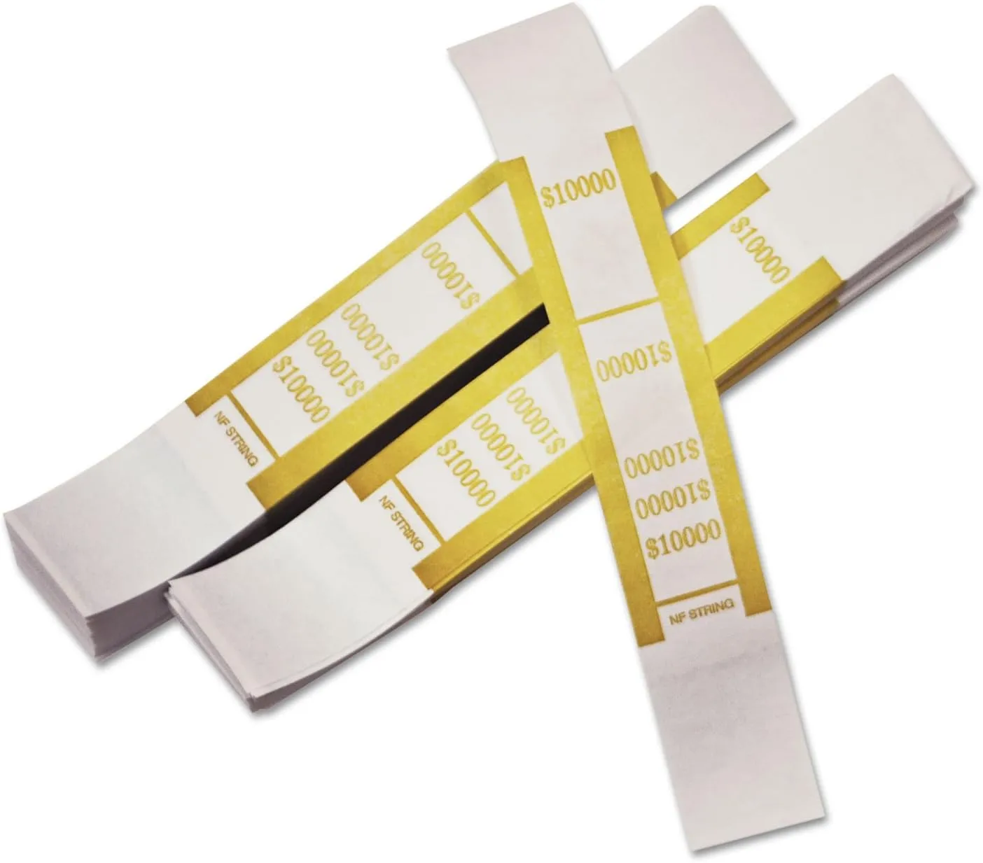 PM Company Currency Bands, $10,000.00, Yellow, Pack Of 1,000
