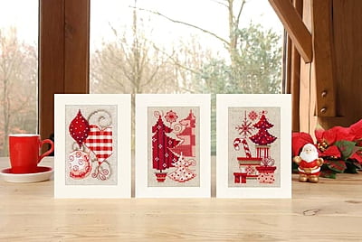 Biglietti di Auguri da ricamare a Punto Croce per Natale 3 pezzi Biglietti di Auguri da ricamare a Punto Croce per Natale 3 pezzi