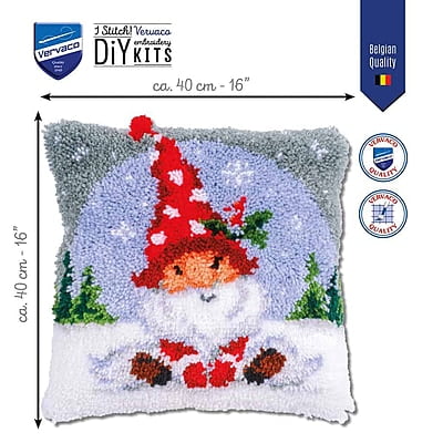 Kit Latch Hook Cuscino Gnomo di Natale sulla Neve Kit Latch Hook Cuscino Gnomo di Natale sulla Neve