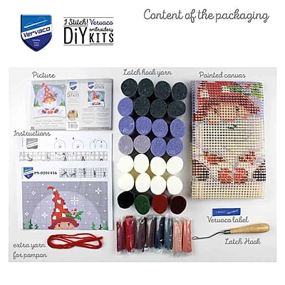 Kit Latch Hook Cuscino Gnomo di Natale sulla Neve Kit Latch Hook Cuscino Gnomo di Natale sulla Neve