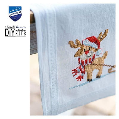 Runner Punto Croce prestampato con gnomi e renne Runner Punto Croce prestampato con gnomi e renne