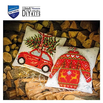 Kit Cuscino Punto Croce Maglione per Natale Kit Cuscino Punto Croce Maglione per Natale