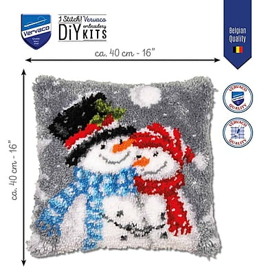 Kit Latch Hook Cuscino Pupazzo di Neve