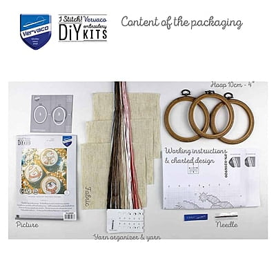 Kit Punto Croce 3 Decorazioni Natale con cornice Kit Punto Croce 3 Decorazioni Natale con cornice