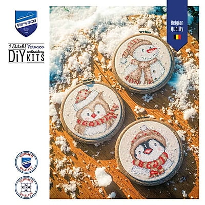 Kit Punto Croce 3 Decorazioni Natale con cornice Kit Punto Croce 3 Decorazioni Natale con cornice