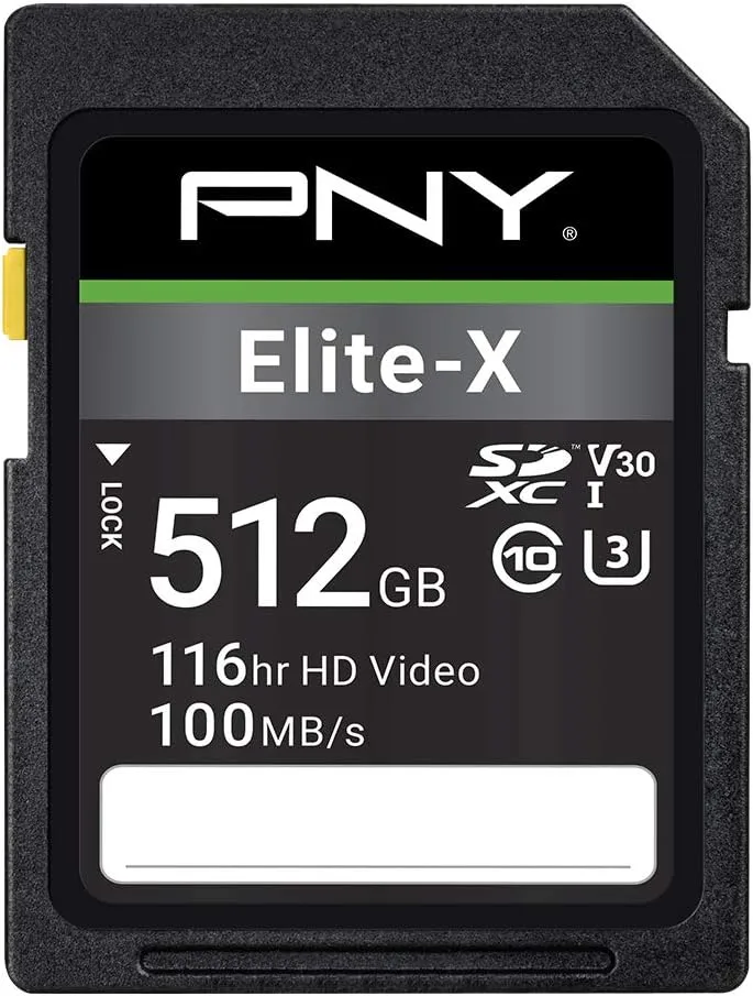 PNY Elite-X Class 10 U3 V30 SDXC Flash Memory Card (Full Size, UHS-I)