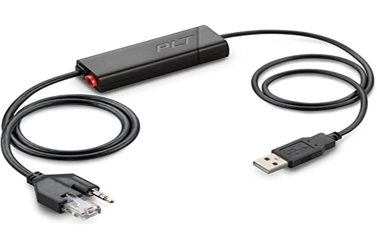 Plantronics - Electronic Hook Switch APU-76 (Poly) - Cable for DECT and 900 MHz Headset - One Touch Call Control