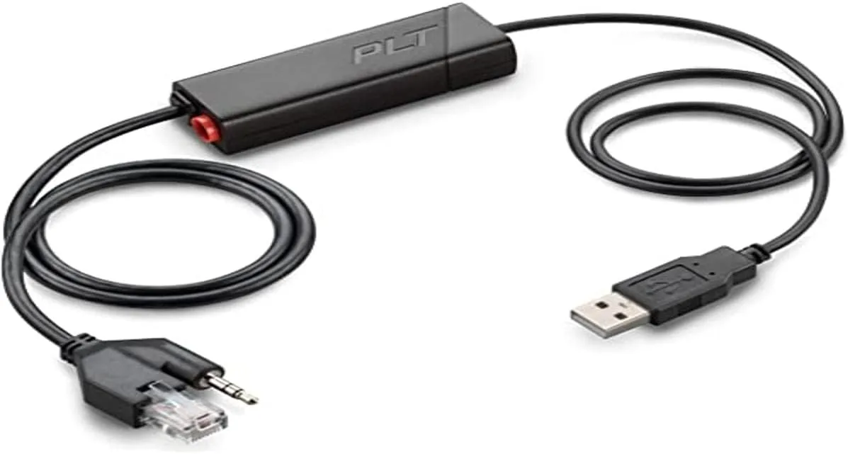 Plantronics - Electronic Hook Switch APU-76 (Poly) - Cable for DECT and 900 MHz Headset - One Touch Call Control