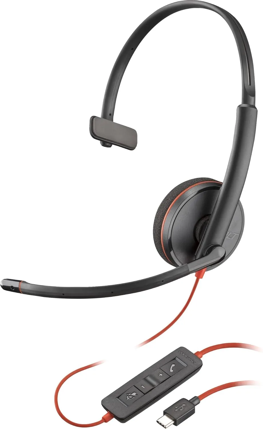 Poly Blackwire 3210 Monaural USB-C Headset with USB-C/A Adapter - 8X214A6