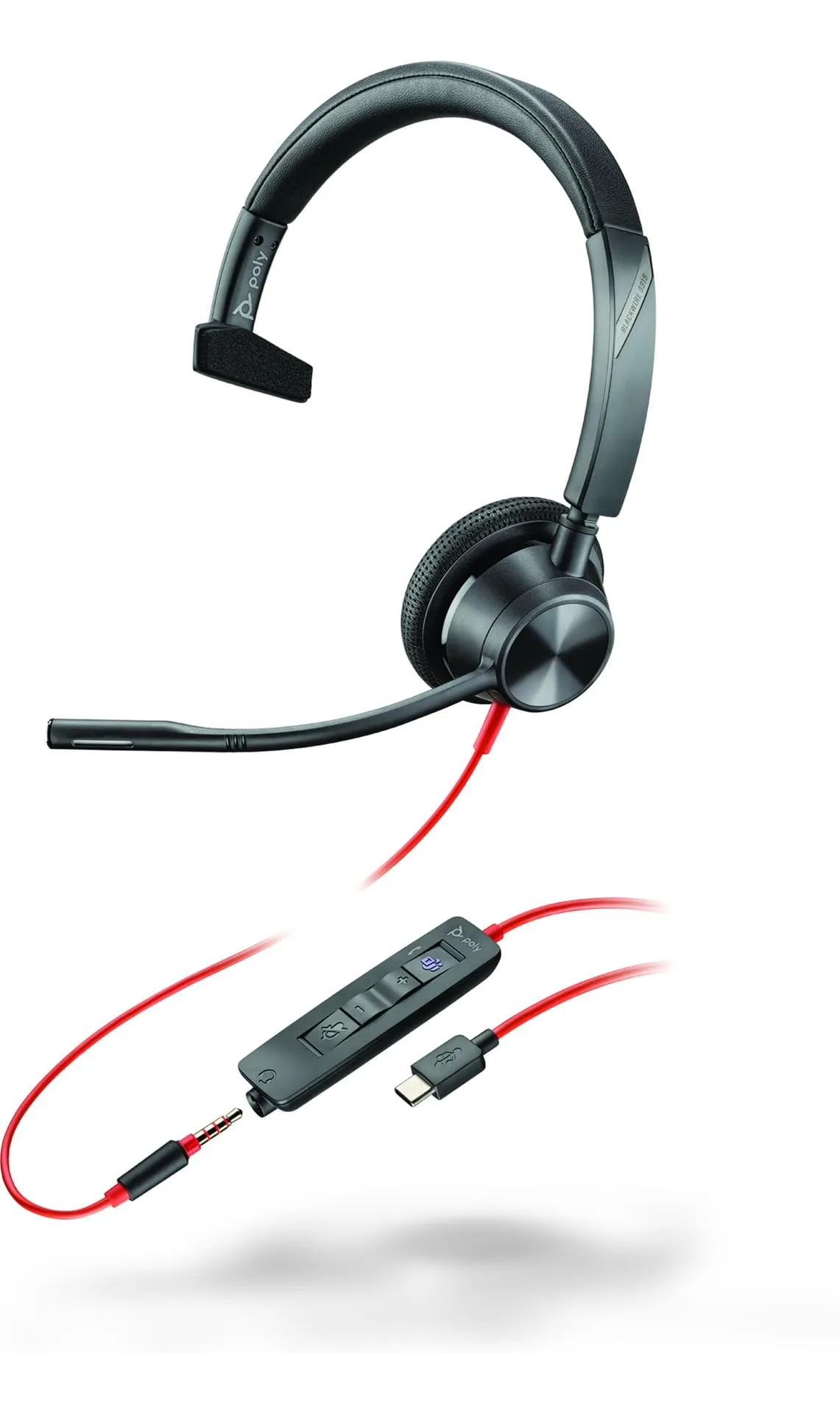 Poly Blackwire 3315 Monaural USB-C Headset with 3.5mm - Microsoft Teams Certified