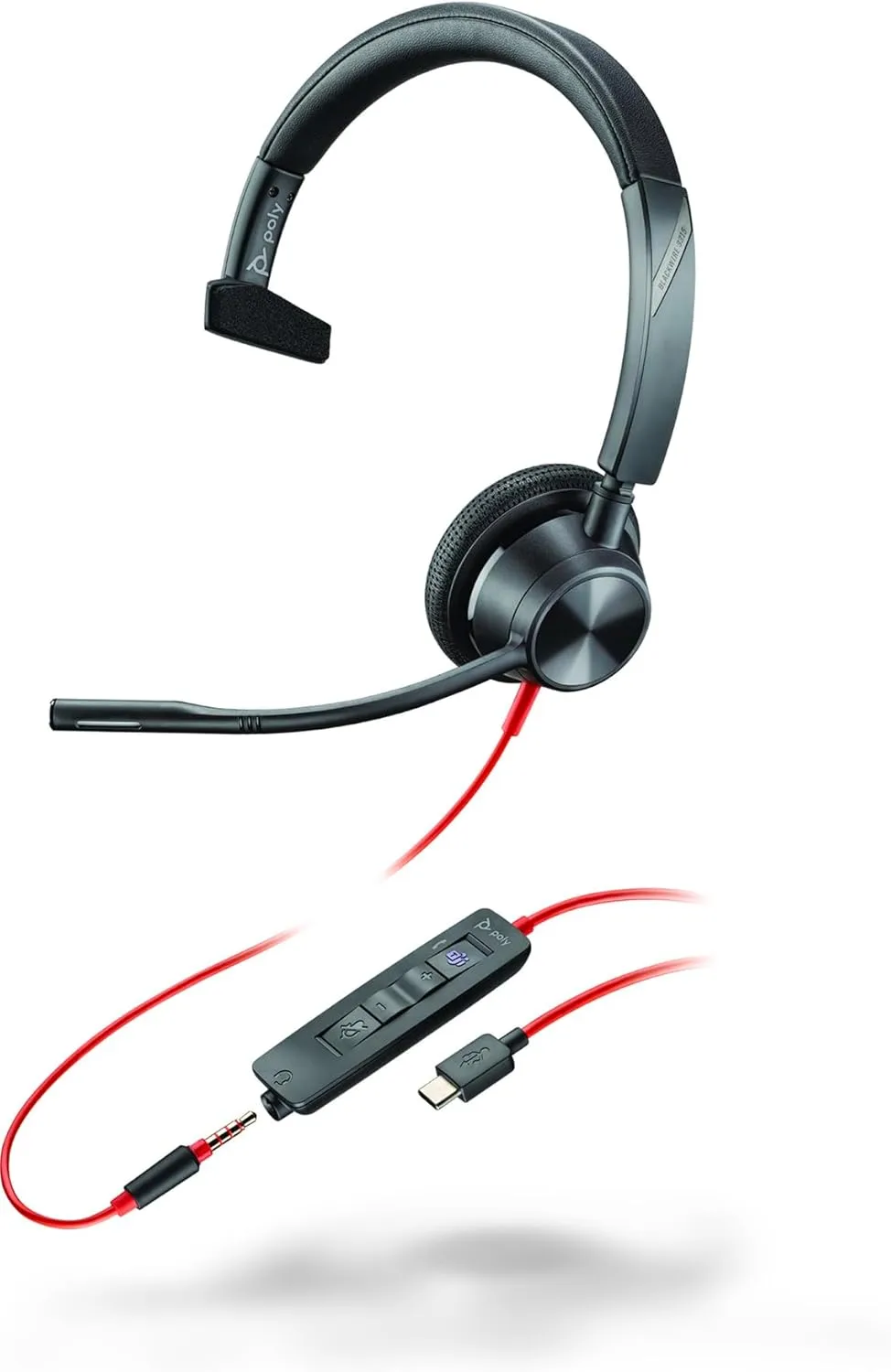 Poly Blackwire 3315 Monaural USB-C Headset with 3.5mm - Microsoft Teams Certified