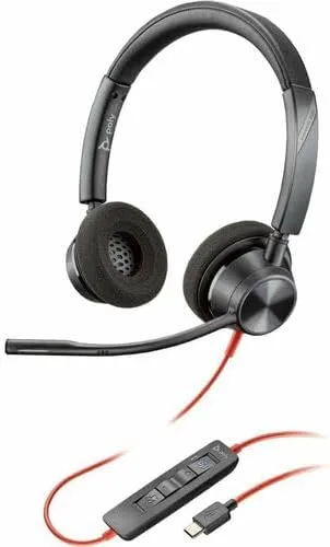 Poly Blackwire 3320 Microsoft Teams Certified Headset +USB-C/A Adapter TAA