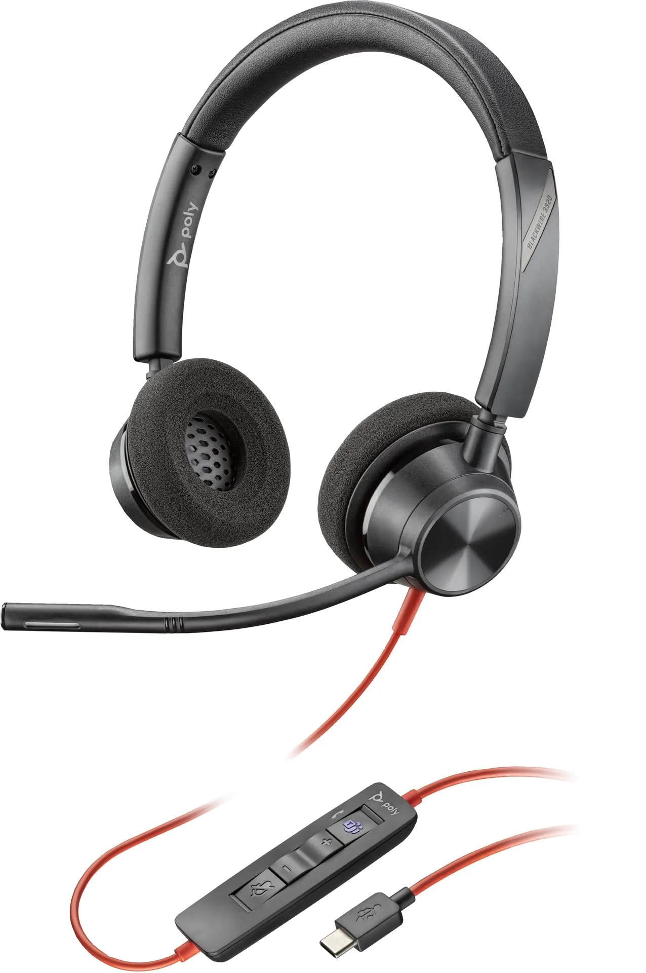 Poly Blackwire 3320 Stereo Microsoft Teams Certified USB-C Headset + USB-C/A Adapter - Stereo - USB Type C, Min - 8X220AA