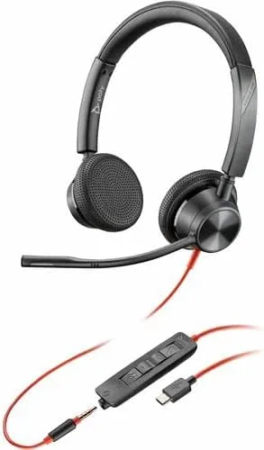 Poly Blackwire 3325 Headset +USB-C/A Adapter TAA - Microsoft Teams Certification - Stereo
