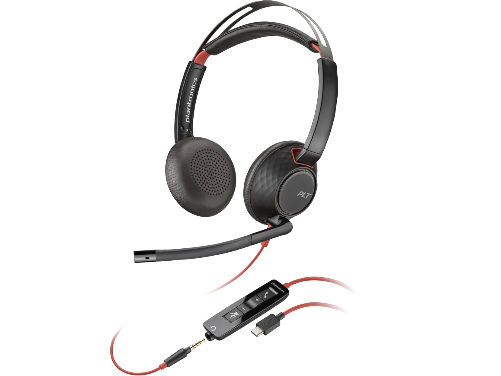 Poly Blackwire 5220 Stereo USB-C Headset + 3.5mm Plug + USB-C/A Adapter - Microsoft Teams Certification - 8X231AA