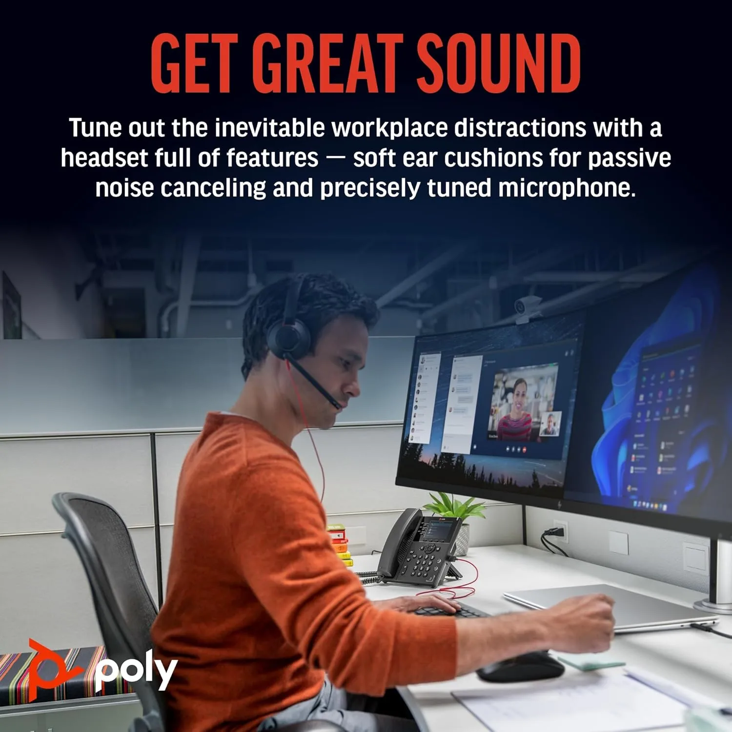 Poly Blackwire 5220 Stereo USB-C Headset + 3.5mm Plug + USB-C/A Adapter - Microsoft Teams Certification - 8X231AA