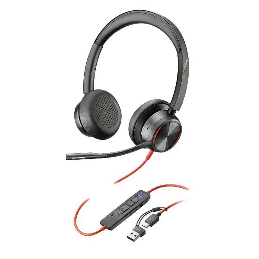 Poly Blackwire 8225 Stereo Microsoft Teams Certified USB-C Headset + USB-C/A Adapter