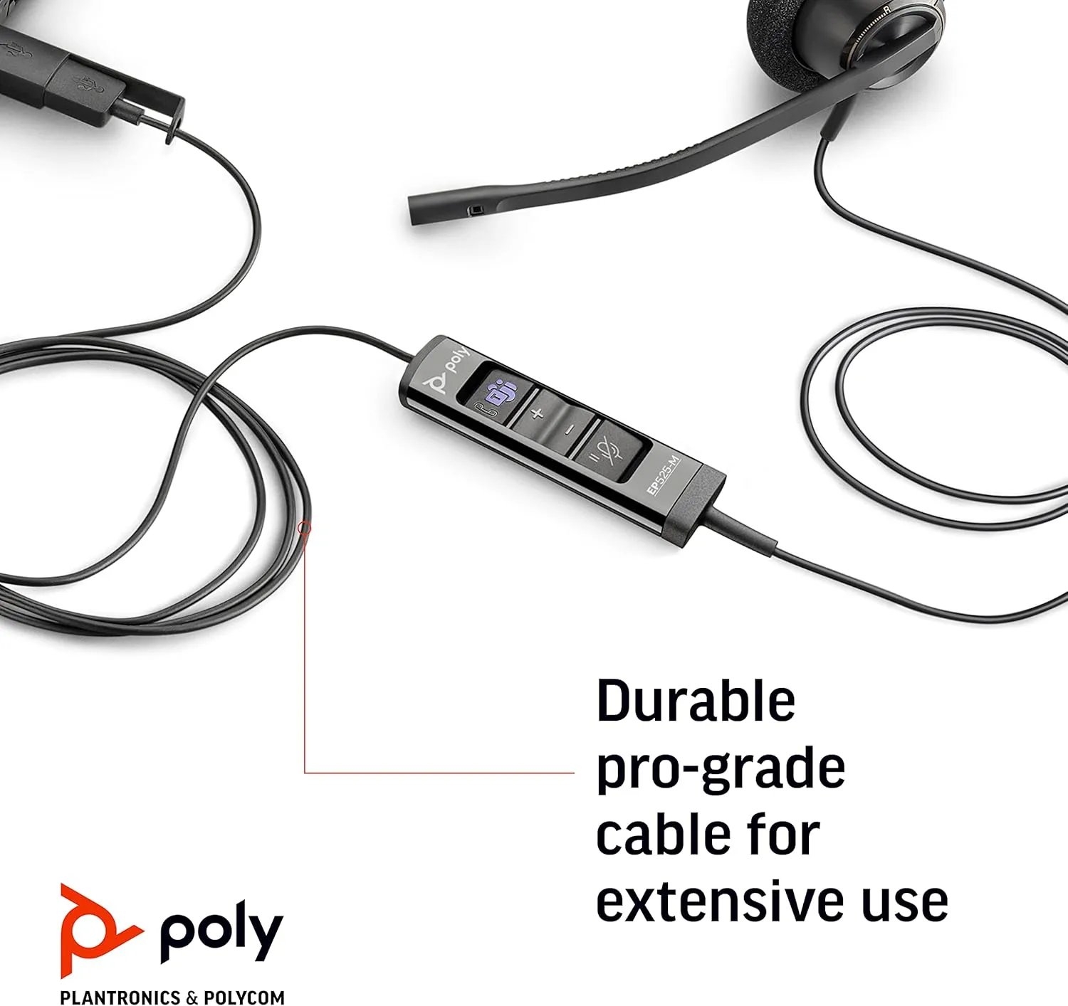Poly EncorePro 525-M USB-A/USB-C Headset - Teams Certified, Dual-Ear, Black