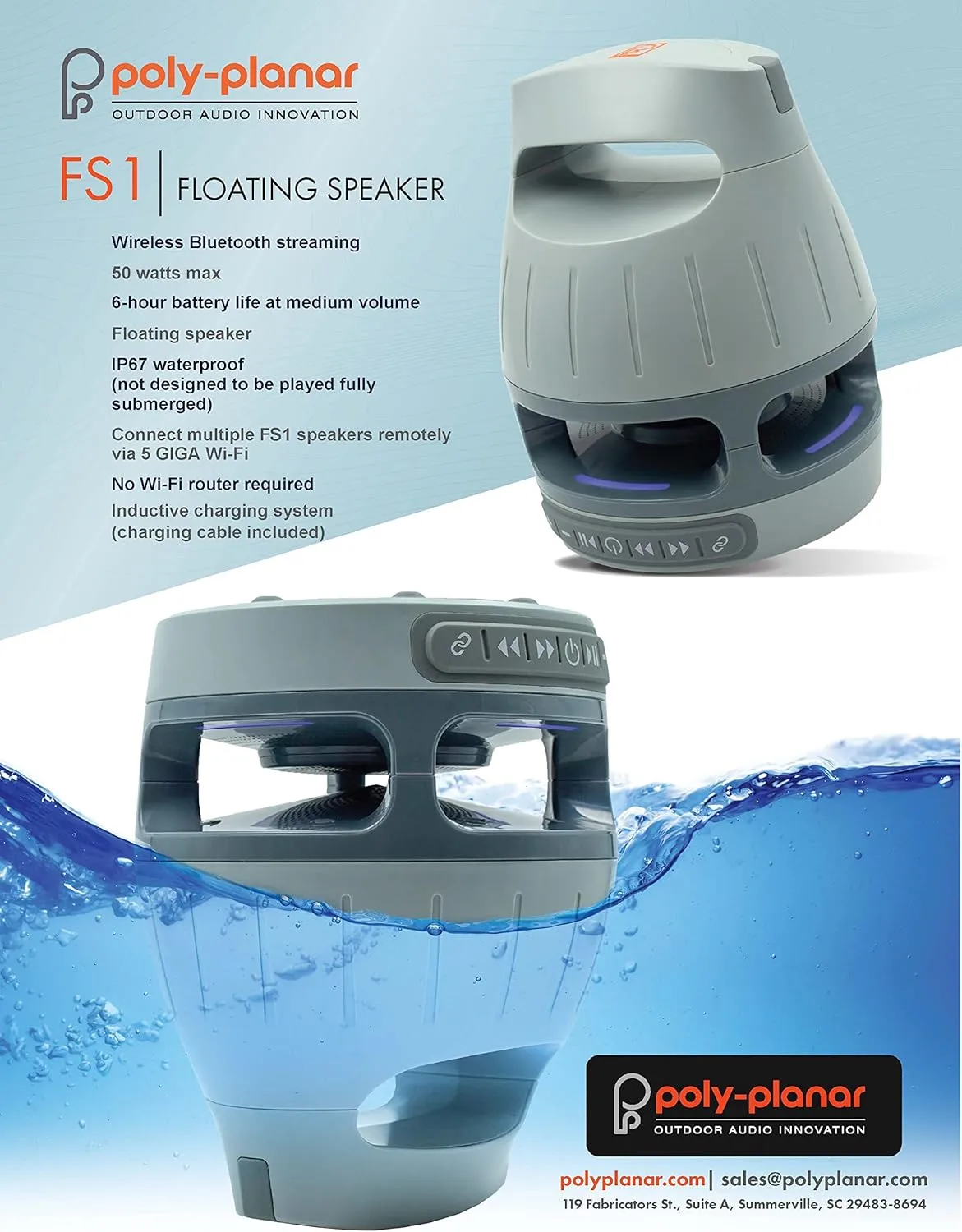 Poly-Planar FS1 Floating Bluetooth Speaker