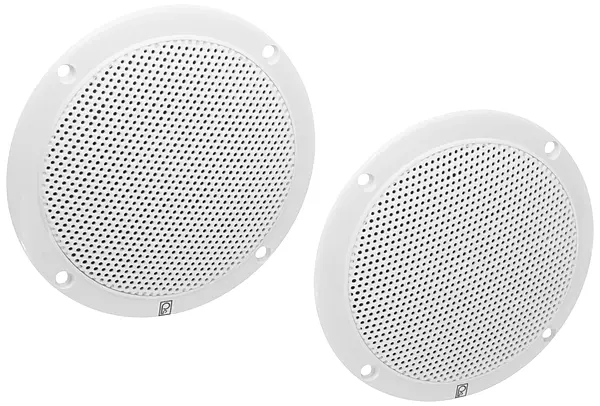 Poly-Planar MA-4055W 5-Inch Round Flush-Mount Marine Speakers, White (Pair)