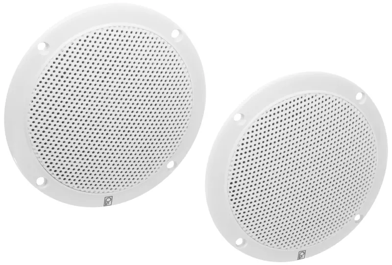 Poly-Planar MA-4055W 5-Inch Round Flush-Mount Marine Speakers, White (Pair)