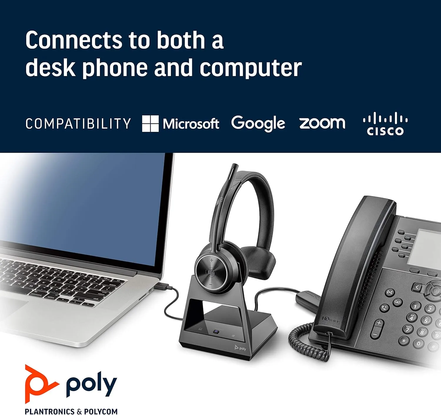 Poly Savi 7310-M Ultra-Secure Wireless DECT Headset System - Microsoft Teams Certified Version