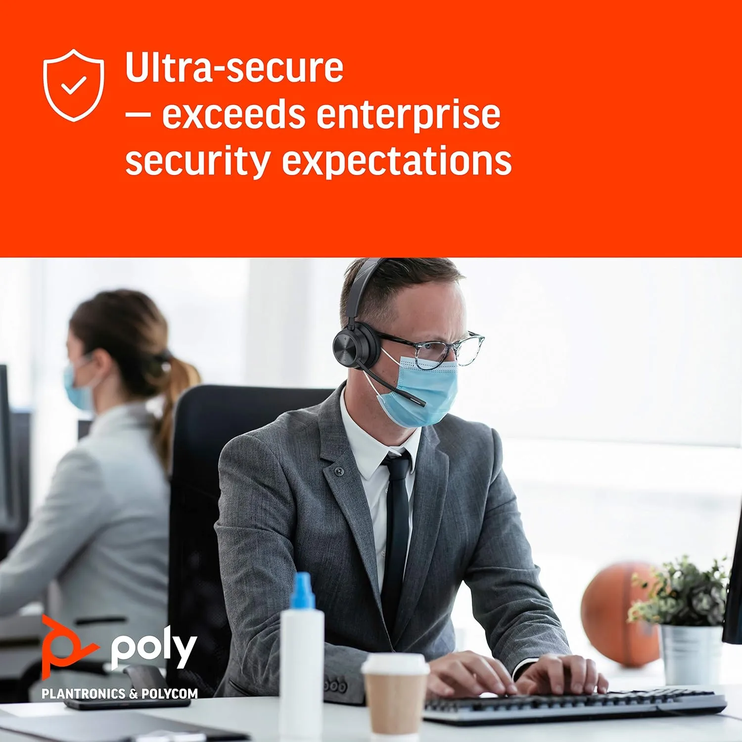 Poly Savi 7310-M Ultra-Secure Wireless DECT Headset System - Microsoft Teams Certified Version