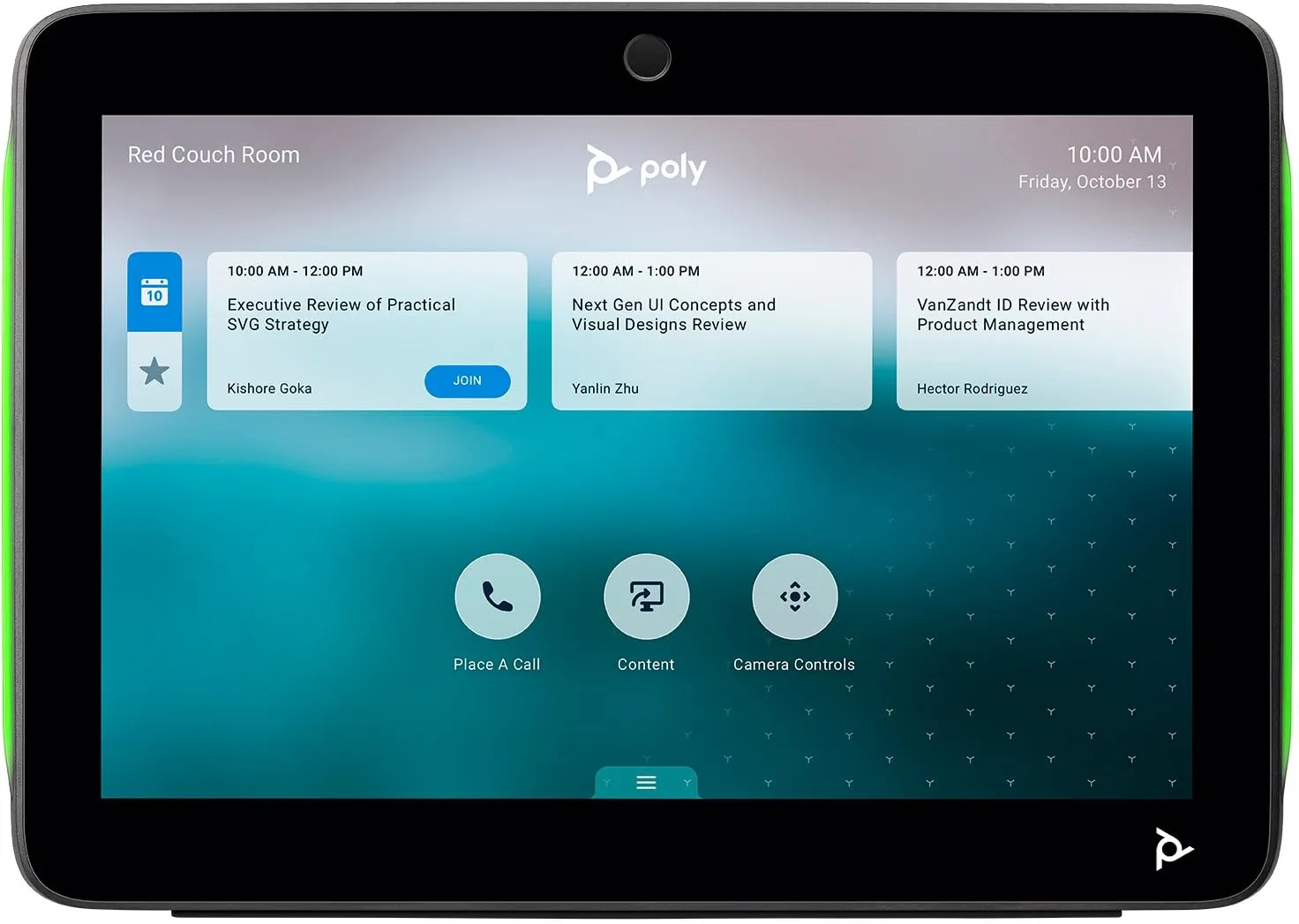Poly TC10 Touch Controller Black - for Video Conferencing - Wall Mountable