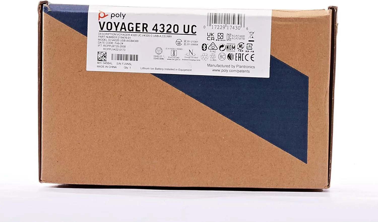 Poly Voyager 4320 UC Wireless Headset with Charge Stand and BT700 USB-A Adapter