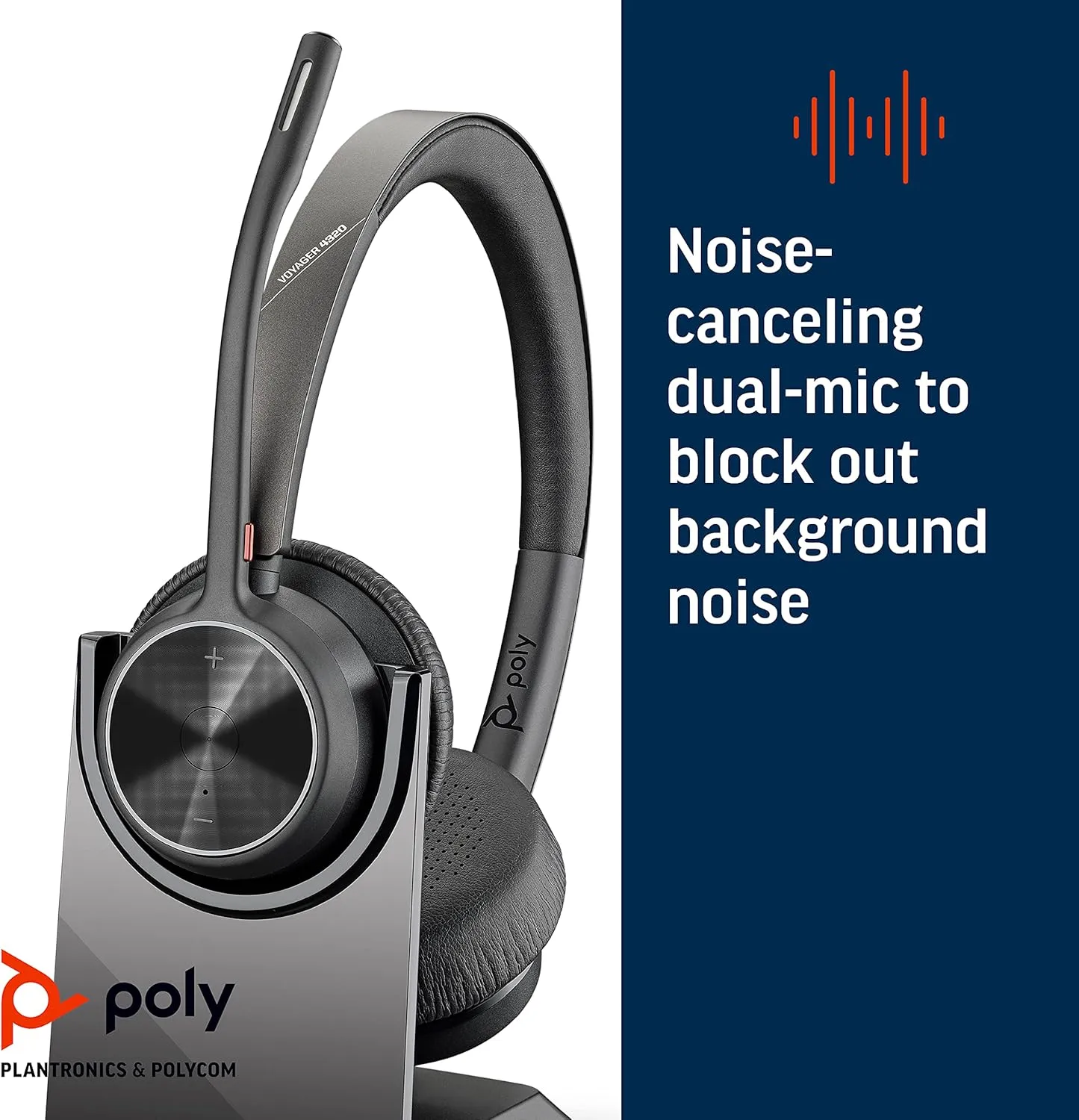 Poly Voyager 4320 UC Wireless Headset with Charge Stand and BT700 USB-A Adapter