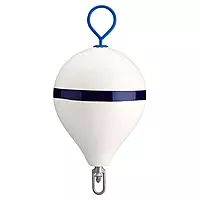 Polyform 17" CM Mooring Buoy w/Galvanized Iron - White Blue Stripe