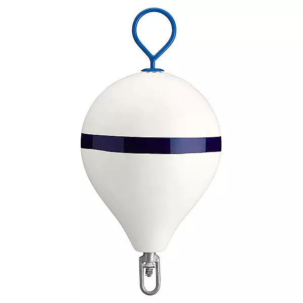 Polyform 17" CM Mooring Buoy w/Galvanized Iron - White Blue Stripe