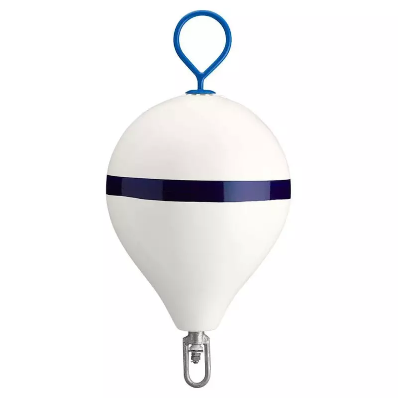 Polyform 17" CM Mooring Buoy w/Galvanized Iron - White Blue Stripe