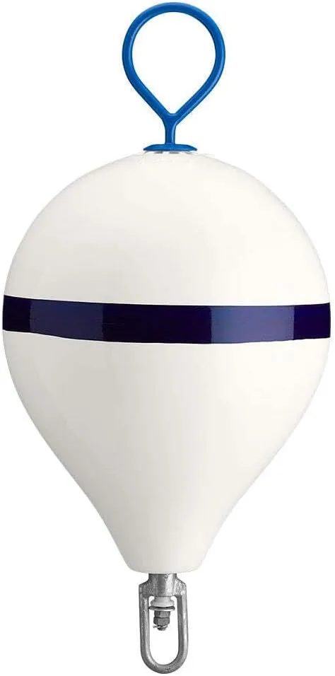Polyform 17" CM Mooring Buoy w/Galvanized Iron - White Blue Stripe
