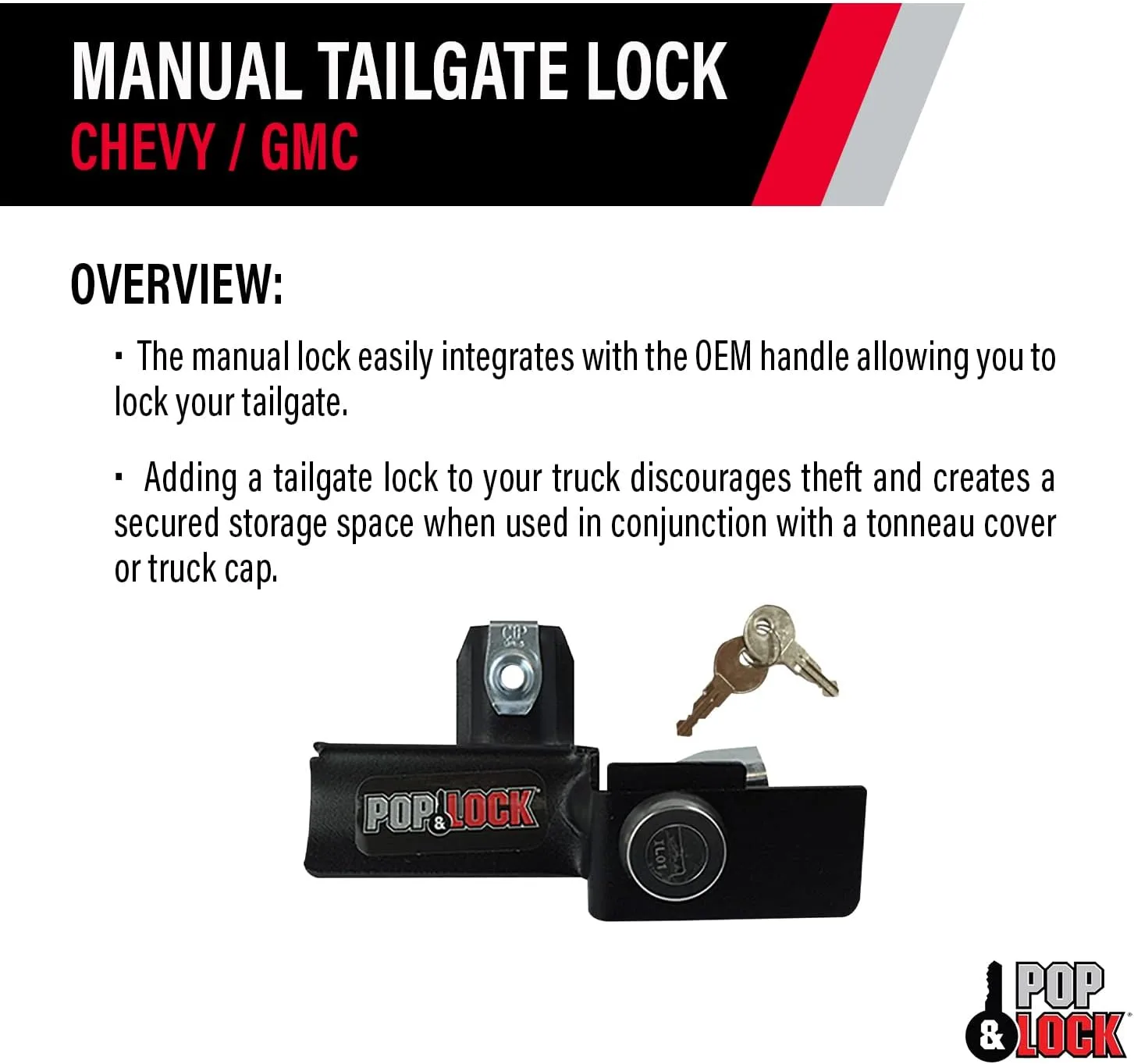 Pop & Lock PL1050 Black Manual Tailgate Lock for Chevy/GMC