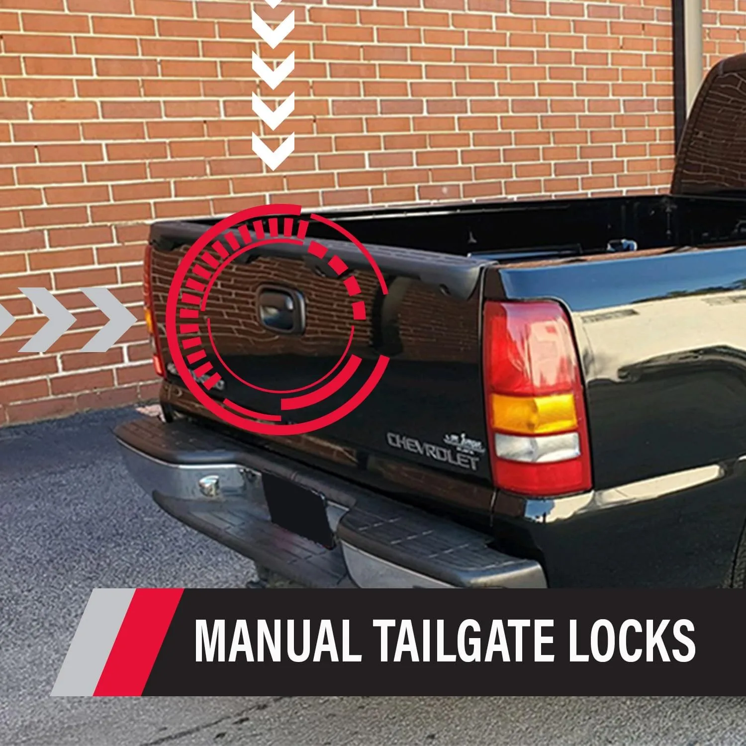 Pop & Lock Manual Tailgate Lock for Chevy Silverado & GMC Sierra 1999-2007 (Black, PL1100)